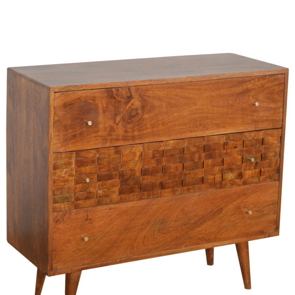 Tile Carved Chestnut Chest - Image 4