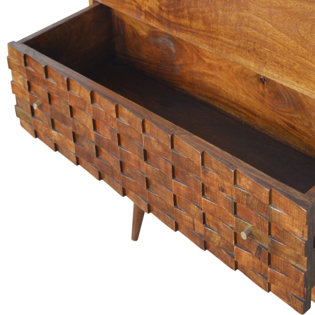 Tile Carved Chestnut Chest - Image 7