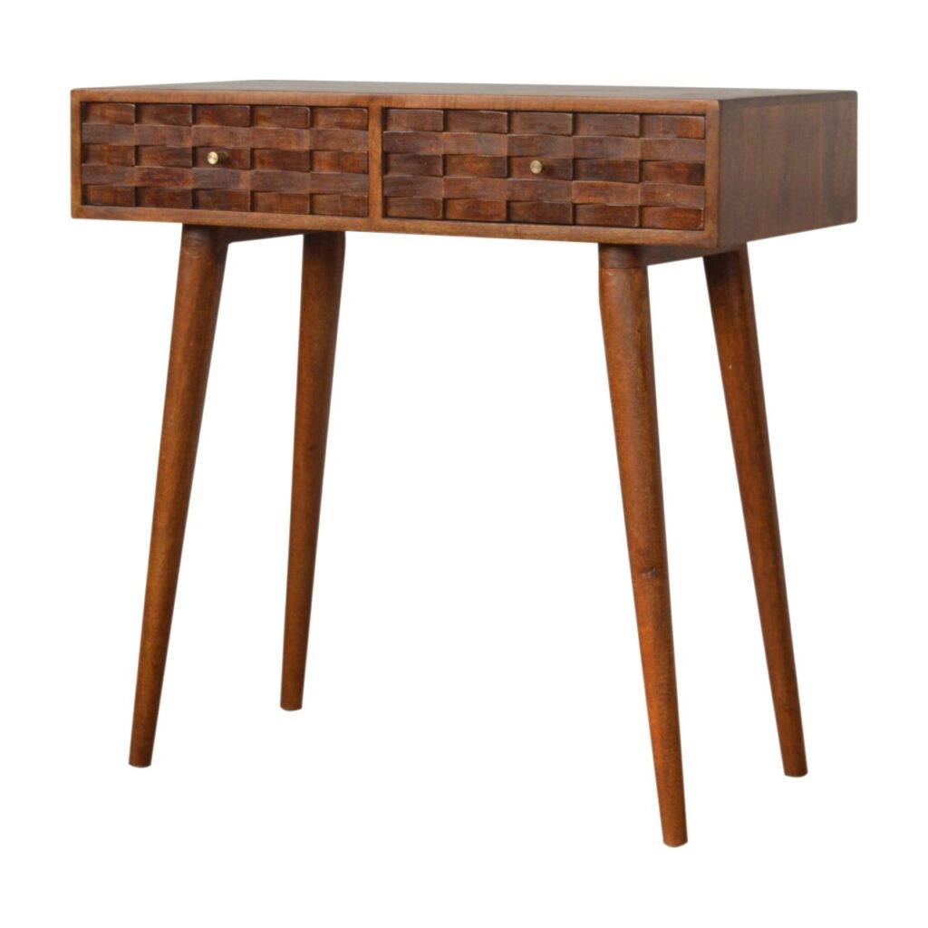 Tile Carve Chestnut Console - Image 2