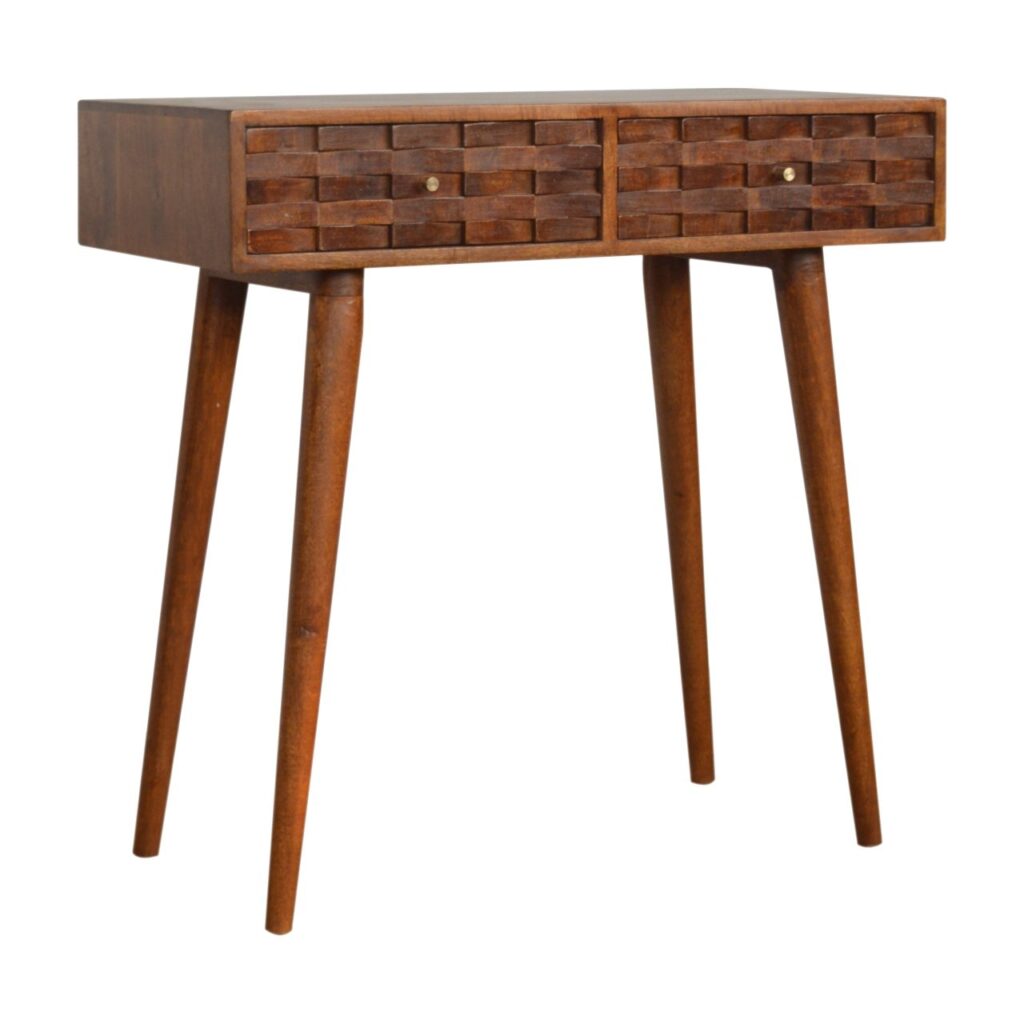 Tile Carve Chestnut Console - Image 3