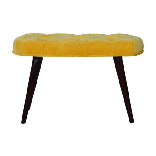 Mustard Velvet Deep Button Bench - Image 10