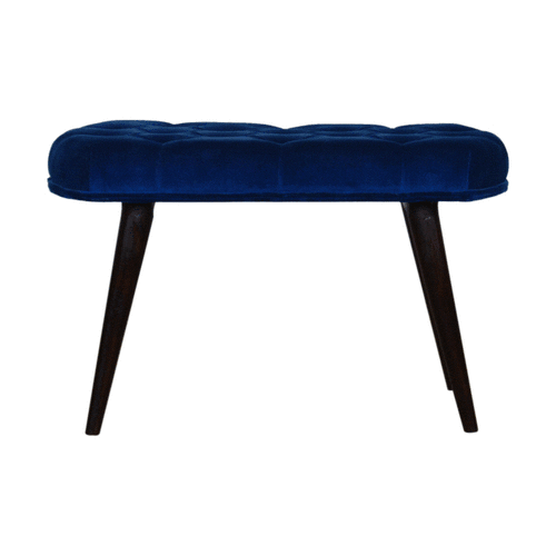 Royal Blue Velvet Button Bench - Image 10