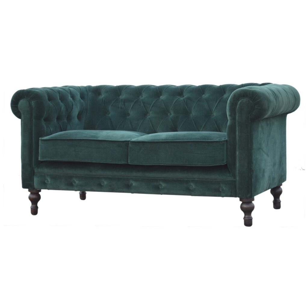 Emerald Green Velvet Chesterfield - Image 2