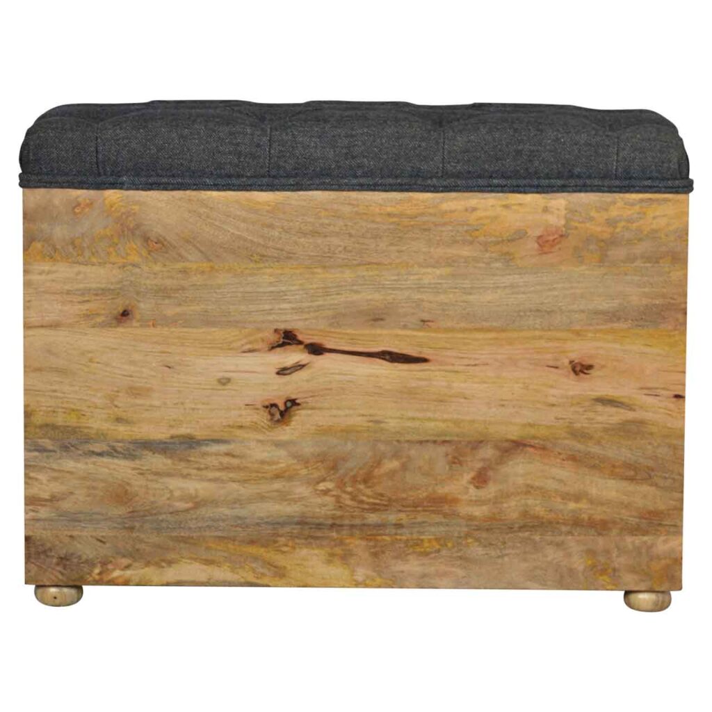 Black Tweed 1 Drawer Bench - Image 4