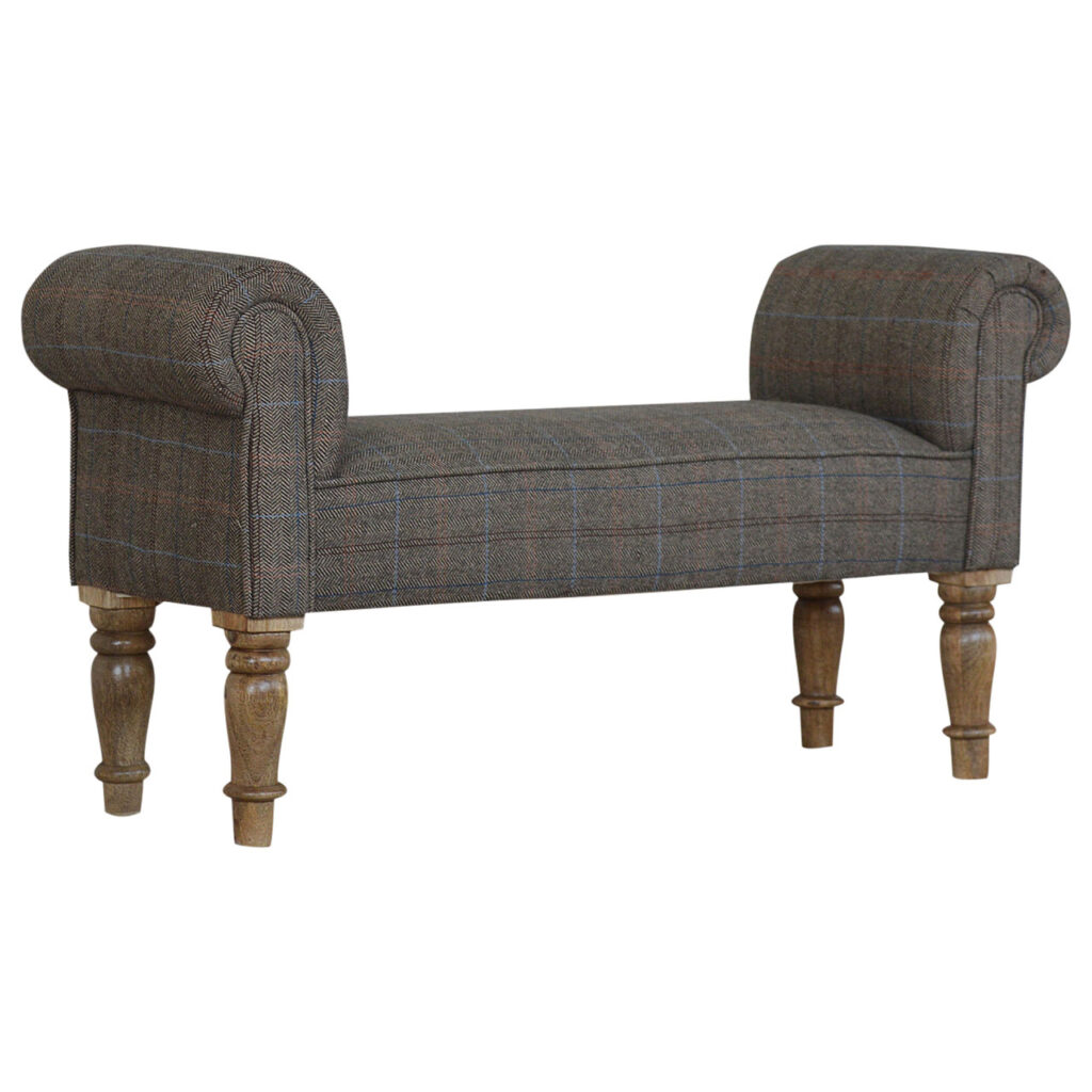 Multi Tweed Turned Bedroom Bench - Image 3