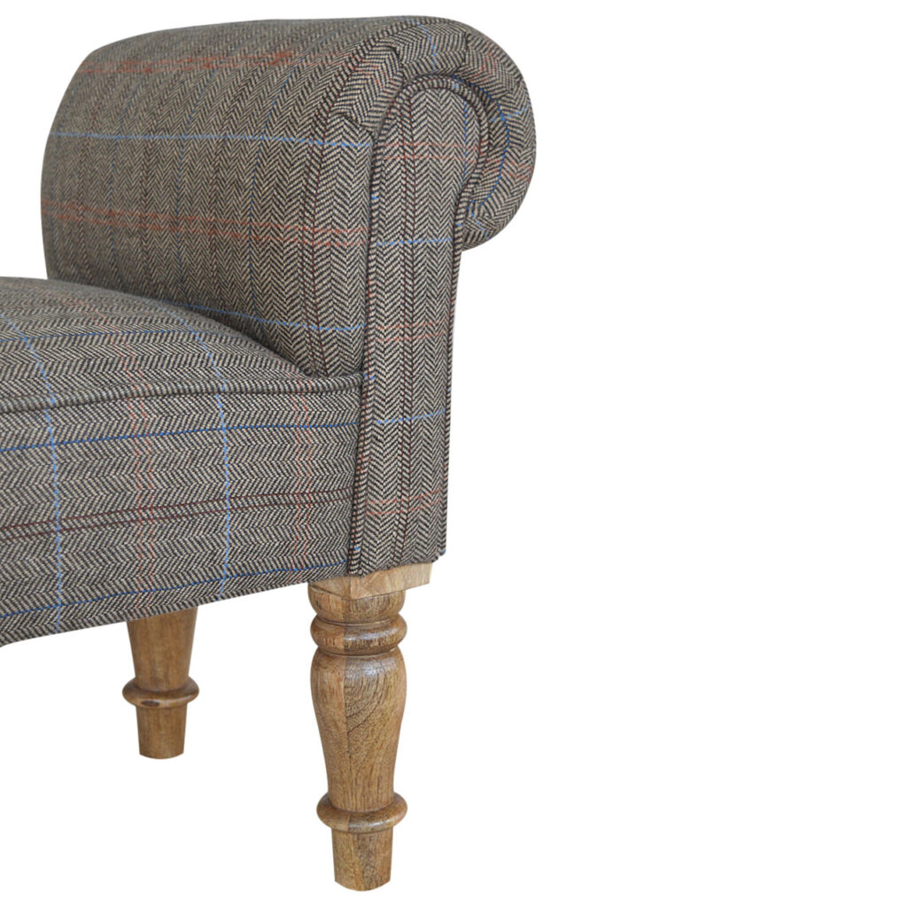 Multi Tweed Turned Bedroom Bench - Image 4