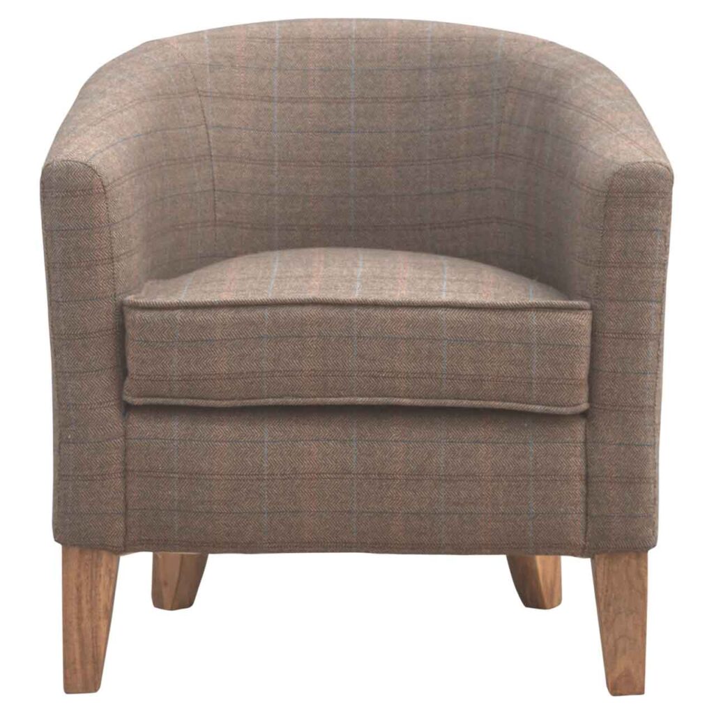 Upholstered Tweed Tub Chair - Image 6