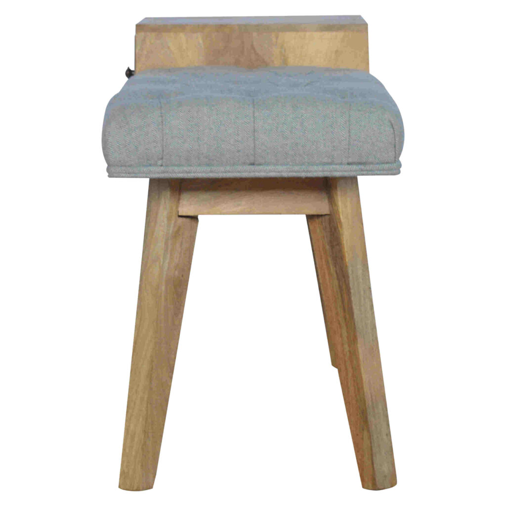 Grey Tweed Bench with 1 Drawer - Image 7