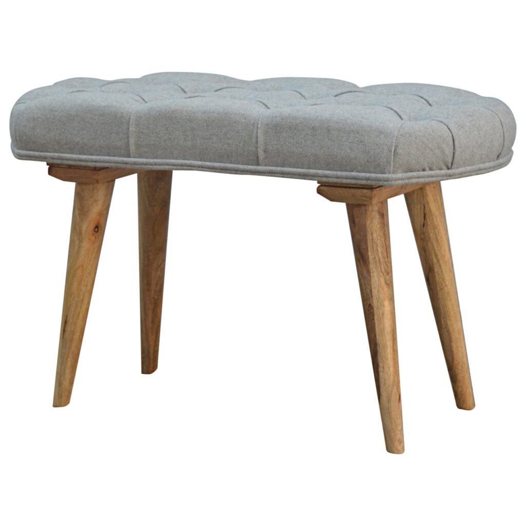 Deep Button Grey Tweed Bench - Image 3