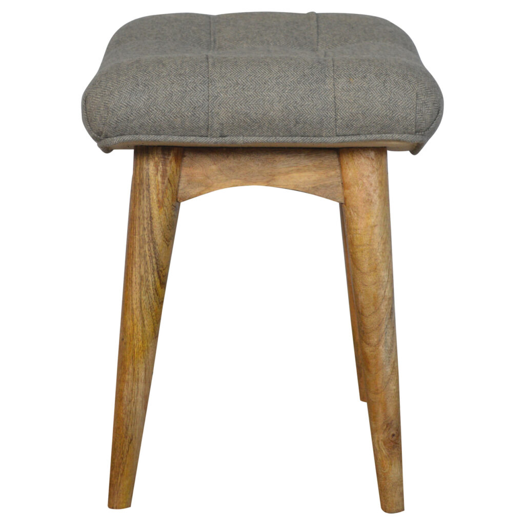 Curved Grey Tweed Bench - Image 5