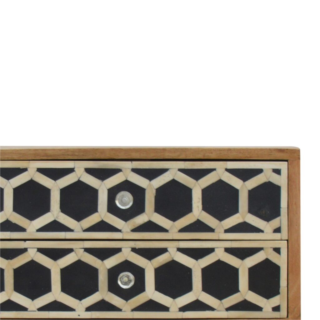 Bone Inlay Bedside with 2 Drawers - Image 6