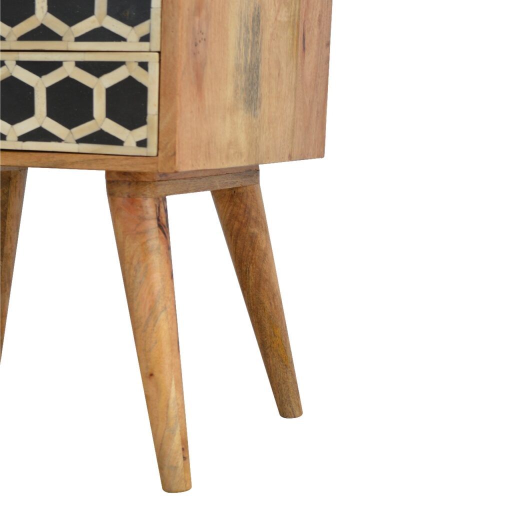 Bone Inlay Bedside with 2 Drawers - Image 9