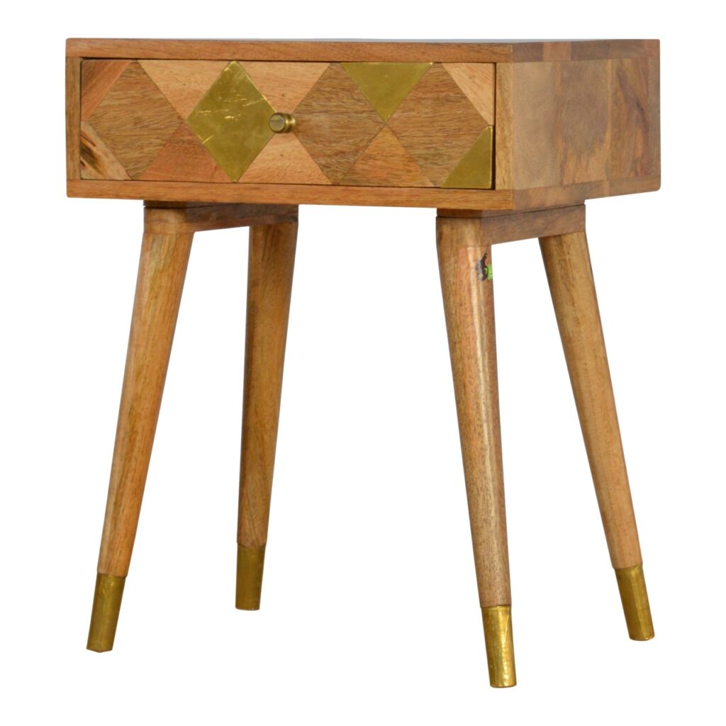 1 Drawer Gold Brass Bedside - Image 2