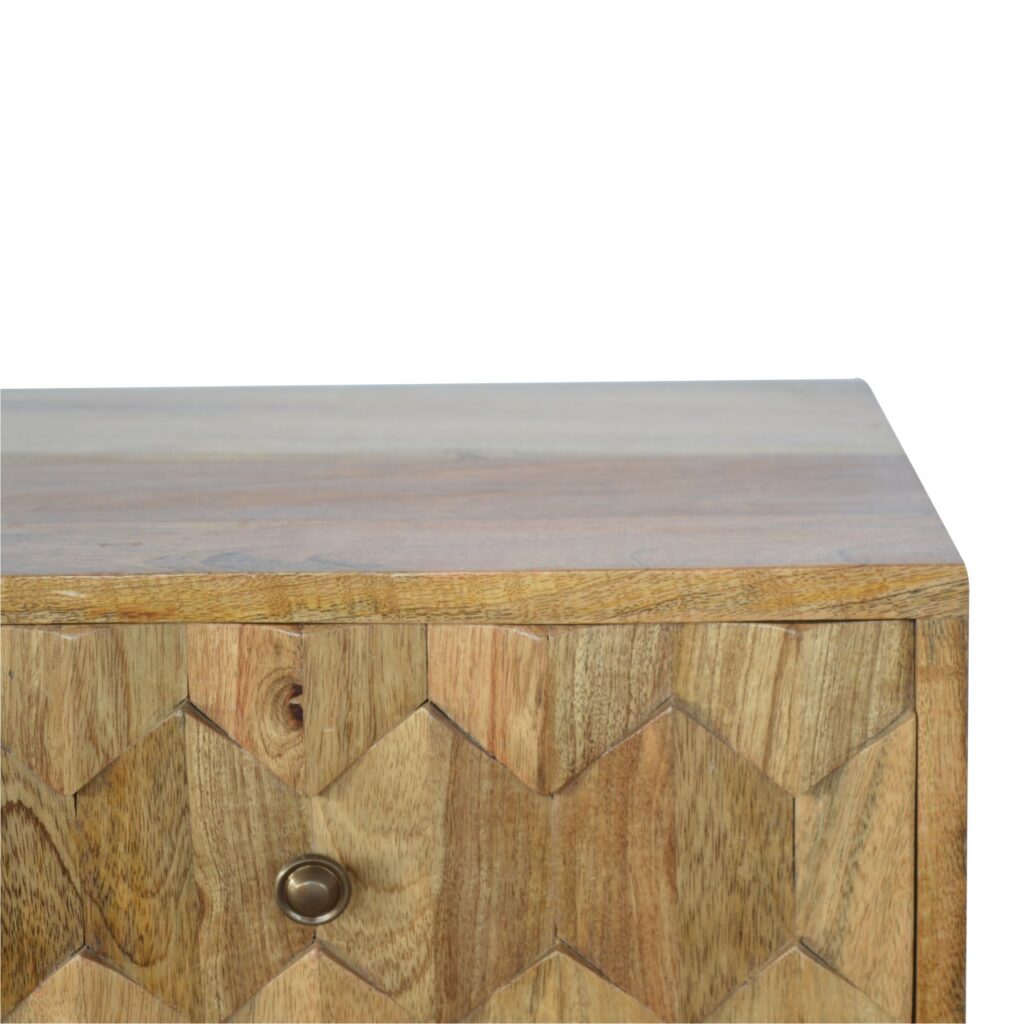 Pineapple Carve 2 Drawer Bedside - Image 7