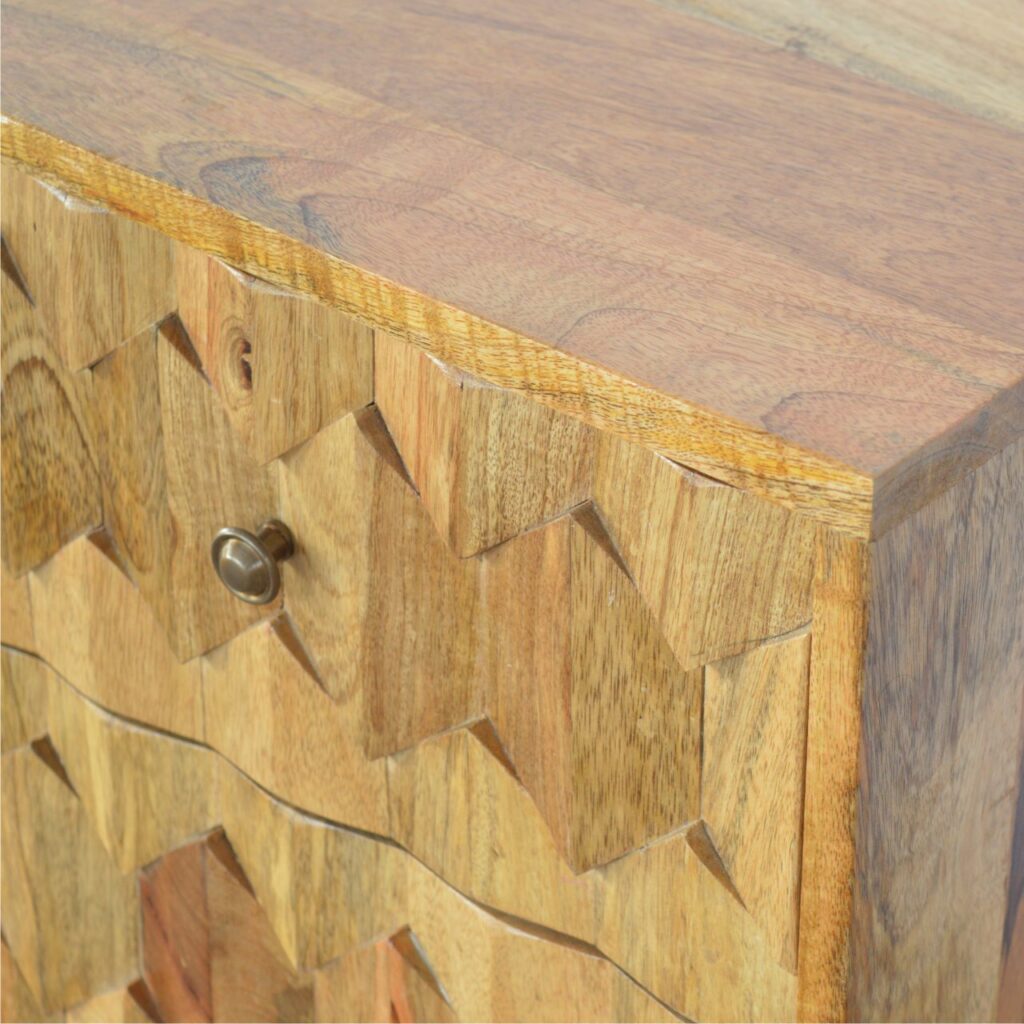 Pineapple Carve 2 Drawer Bedside - Image 8