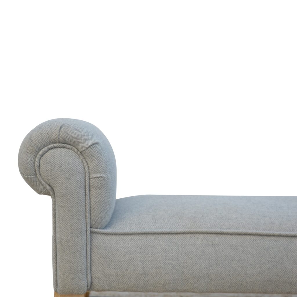 Grey Tweed Bench with Turned Feet - Image 8