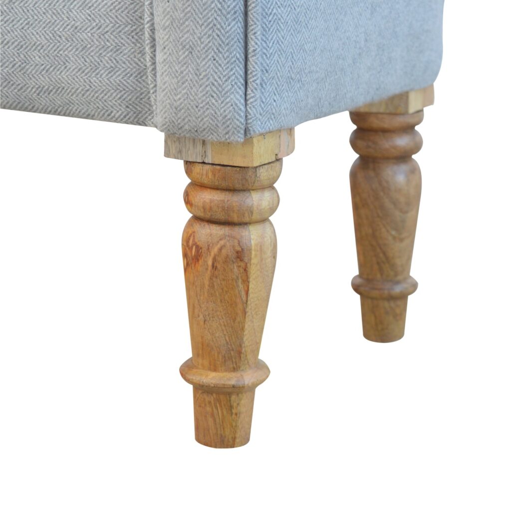 Grey Tweed Bench with Turned Feet - Image 5