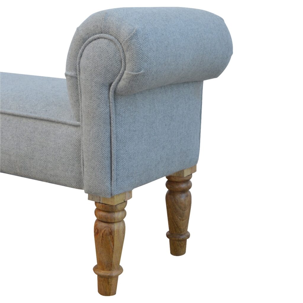 Grey Tweed Bench with Turned Feet - Image 6