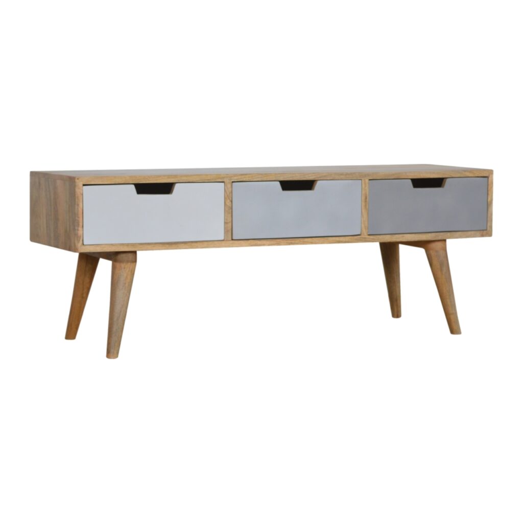 Grey Painted 3 Drawer Media Unit - Image 2