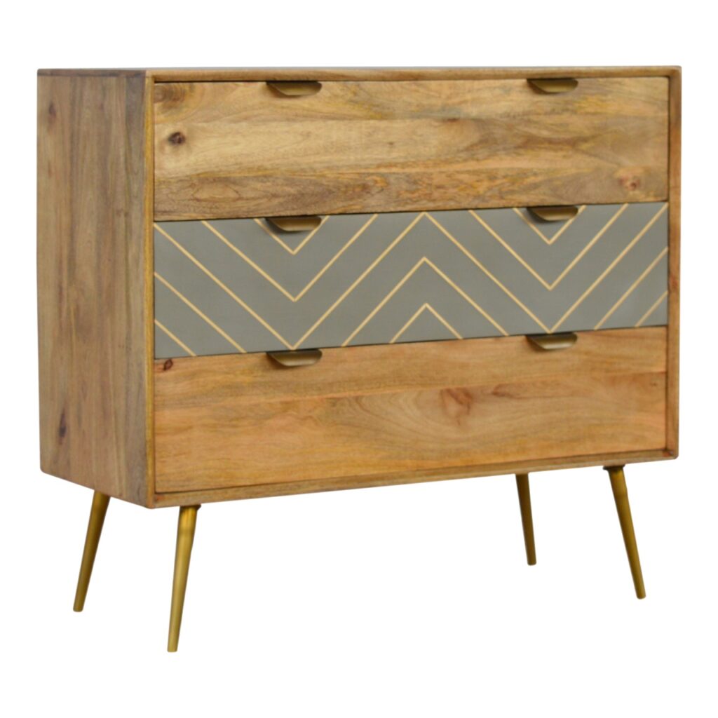 Sleek Cement Brass Inlay Chest - Image 2