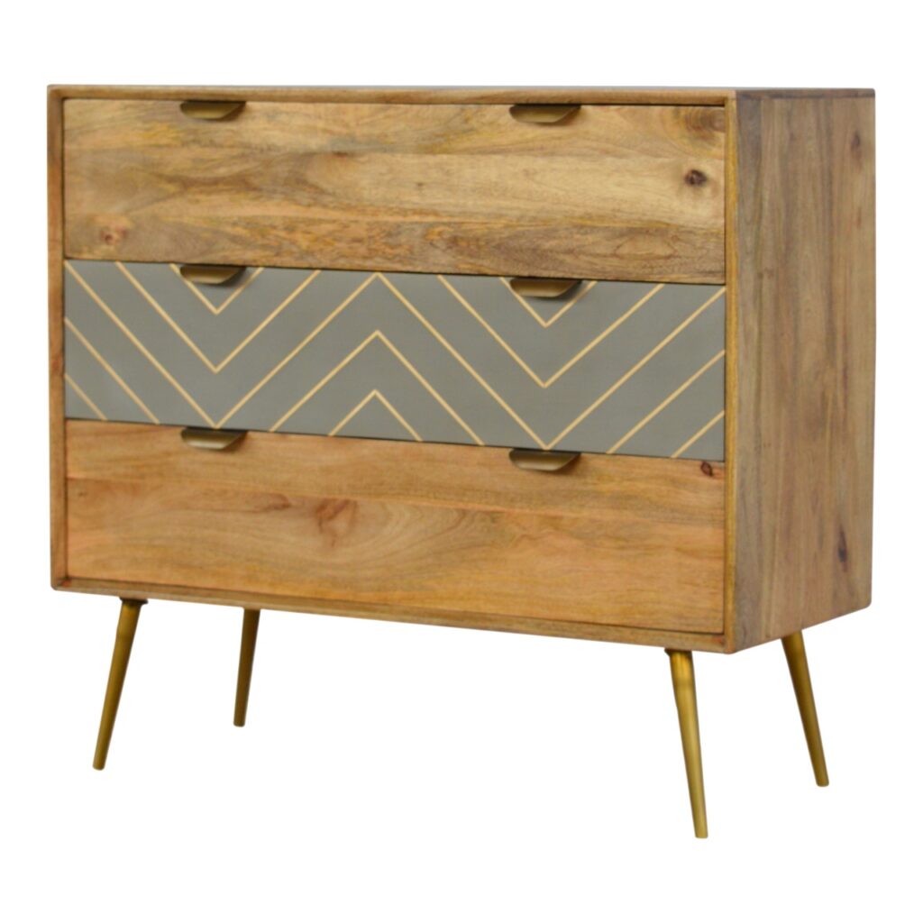 Sleek Cement Brass Inlay Chest - Image 3