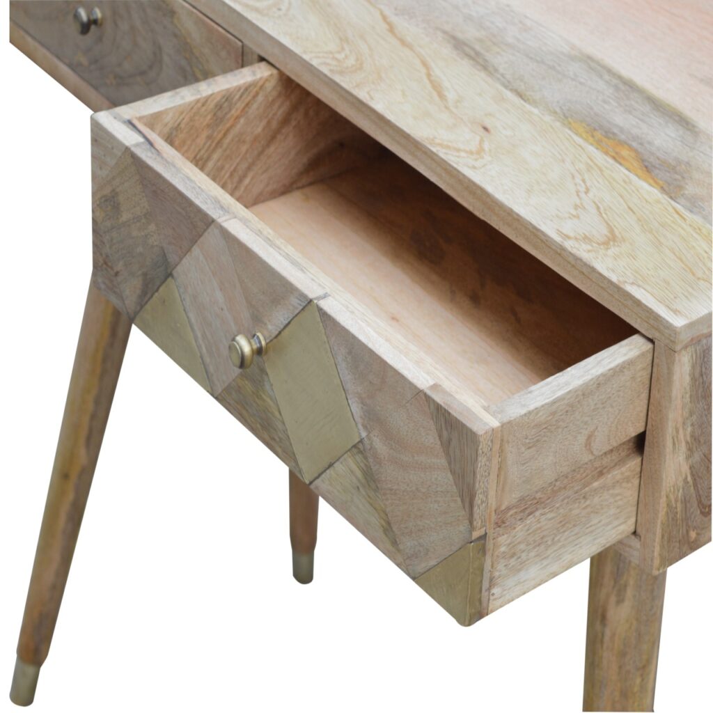 Oak-ish Gold Inlay Console Table - Image 5