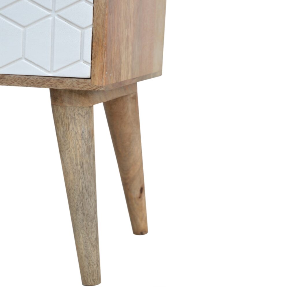Sleek White Carved Bedside - Image 6