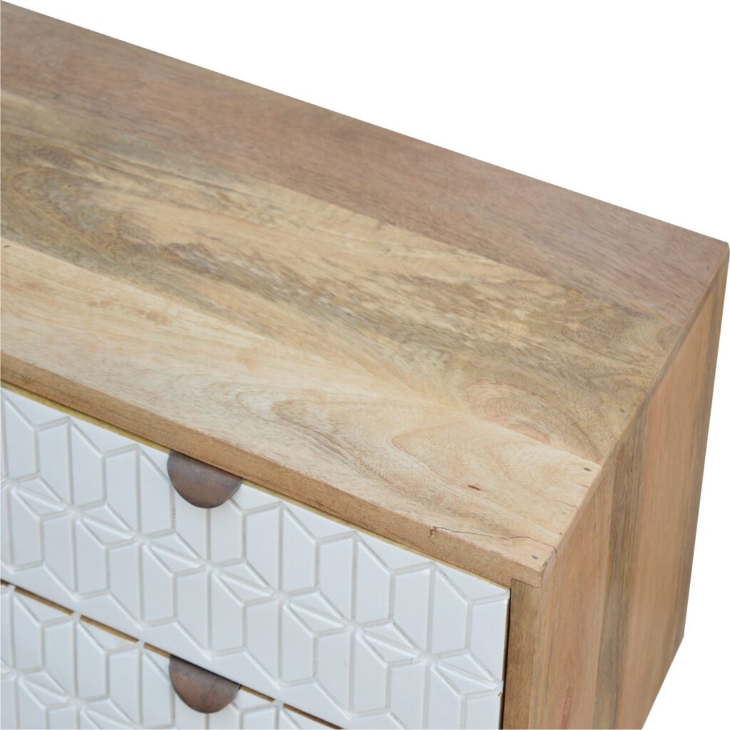 Sleek White Carved Media Unit - Image 5