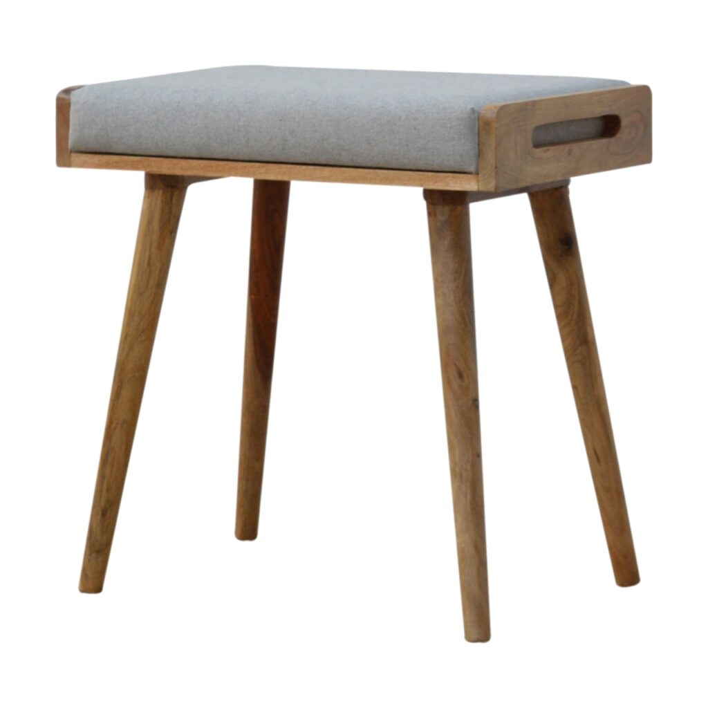 Grey Tweed Tray Style Footstool - Image 2