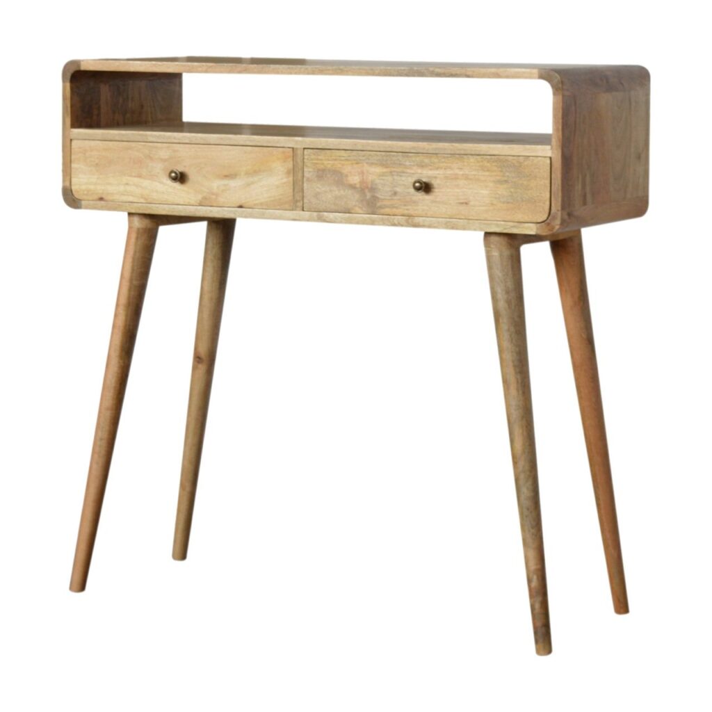 Curved Oak-ish Console Table - Image 2