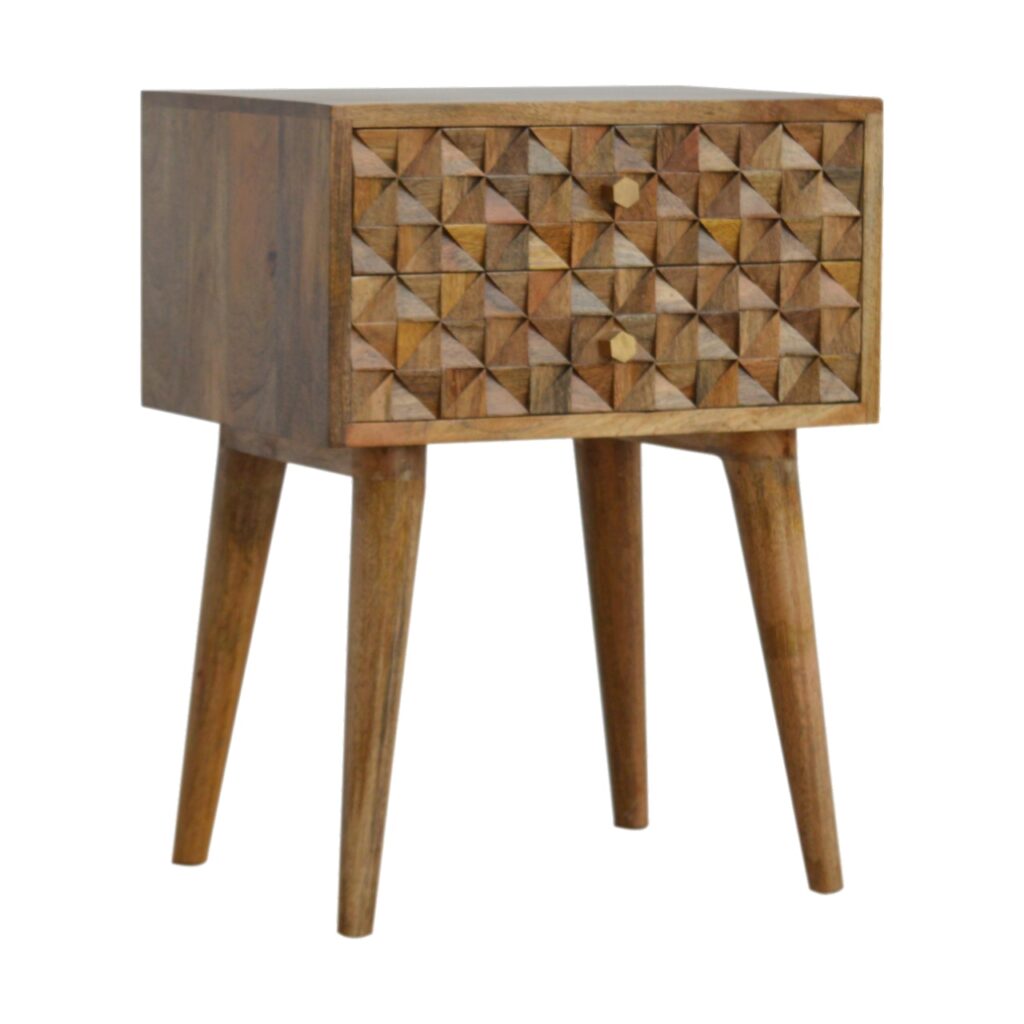 Diamond Carve 2 Drawer Bedside - Image 3