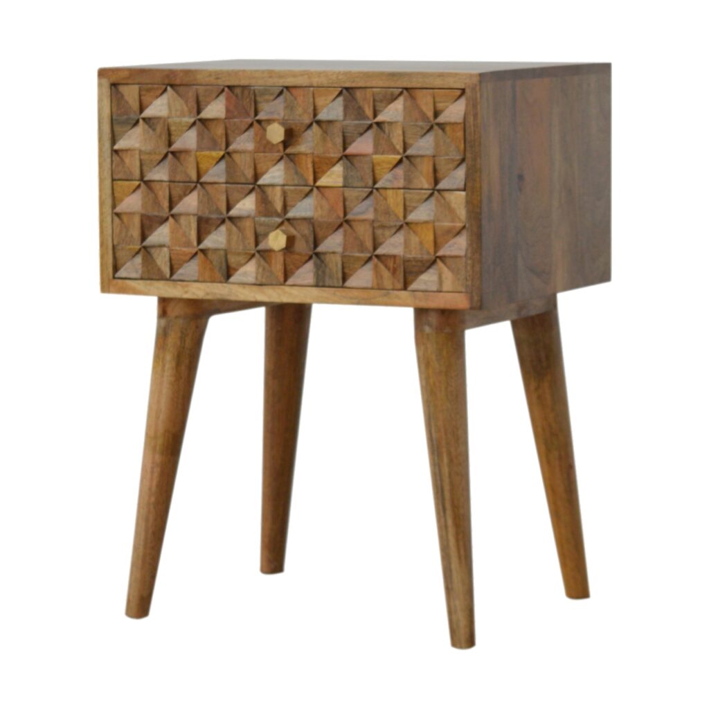 Diamond Carve 2 Drawer Bedside - Image 2
