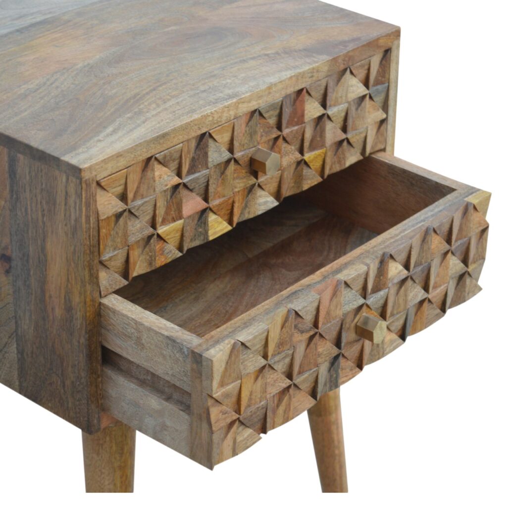 Diamond Carve 2 Drawer Bedside - Image 4
