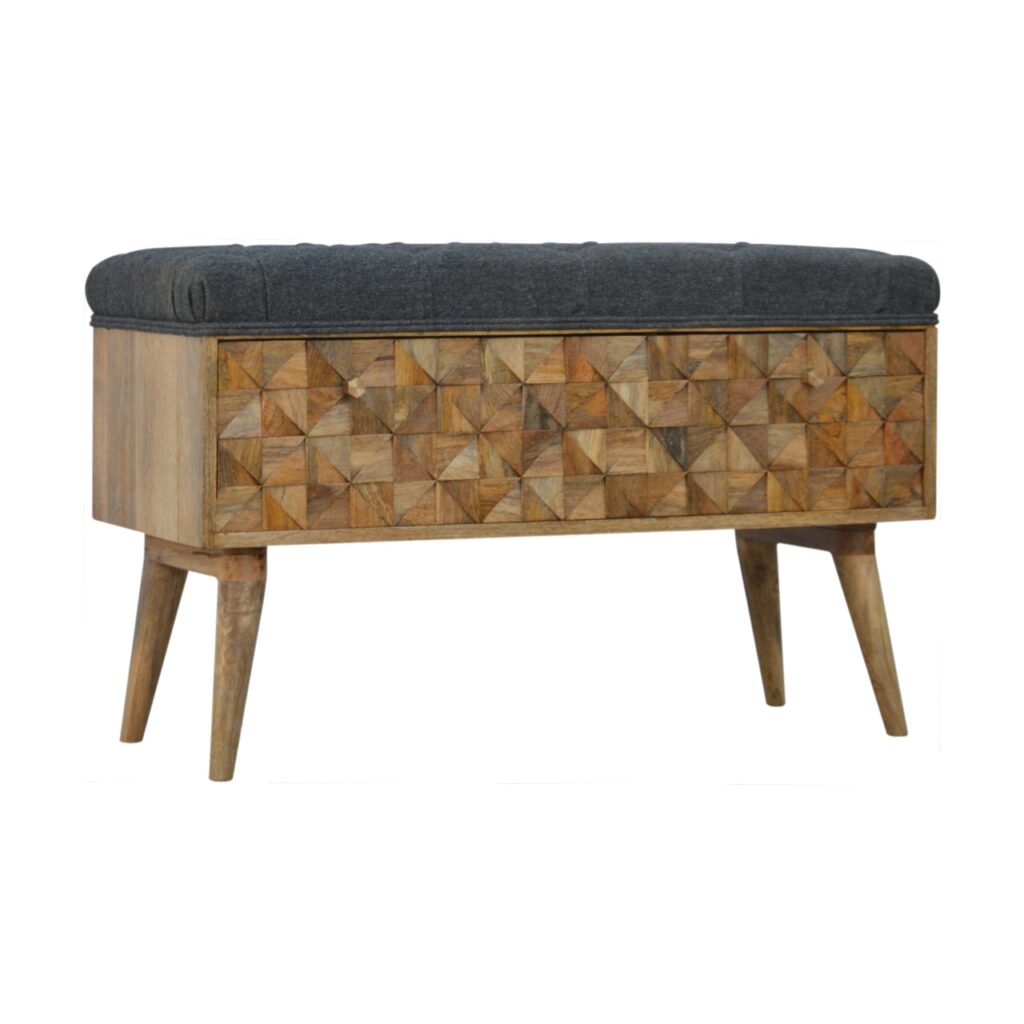 Grey Tweed Diamond Bench - Image 3