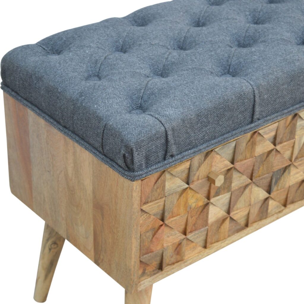 Grey Tweed Diamond Bench - Image 4