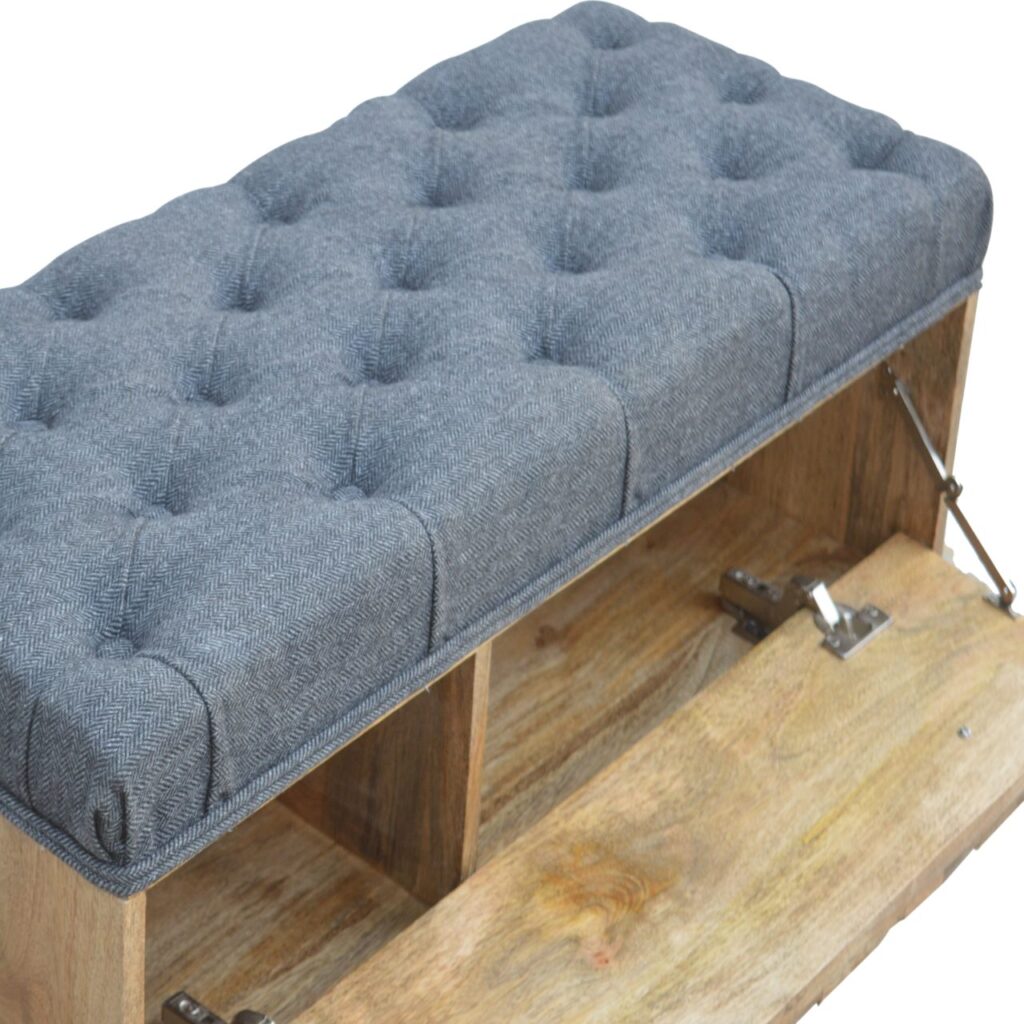 Grey Tweed Diamond Bench - Image 5