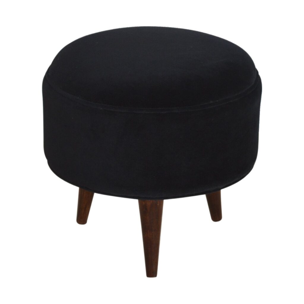 Black Velvet Nordic Style Footstool - Image 2