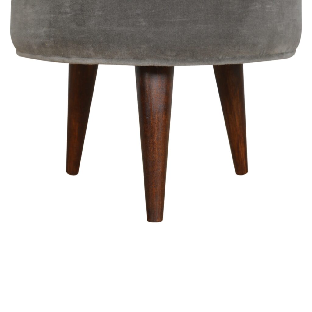 Grey Velvet Nordic Style Footstool - Image 4