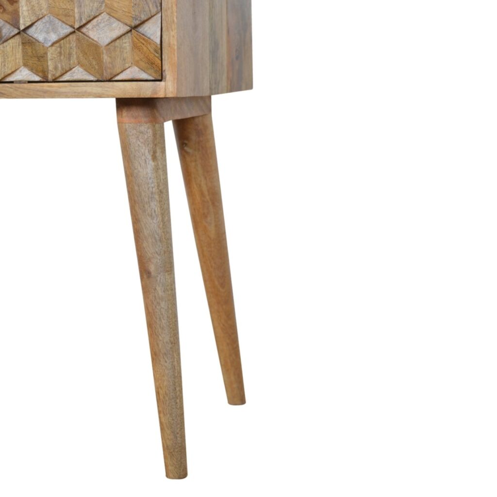 Cube Carved 1 Drawer Bedside - Image 7