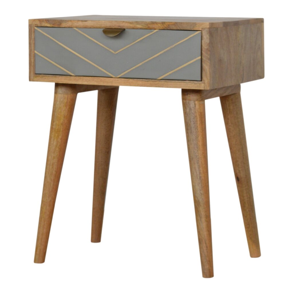Sleek Cement Brass Inlay Bedside - Image 2