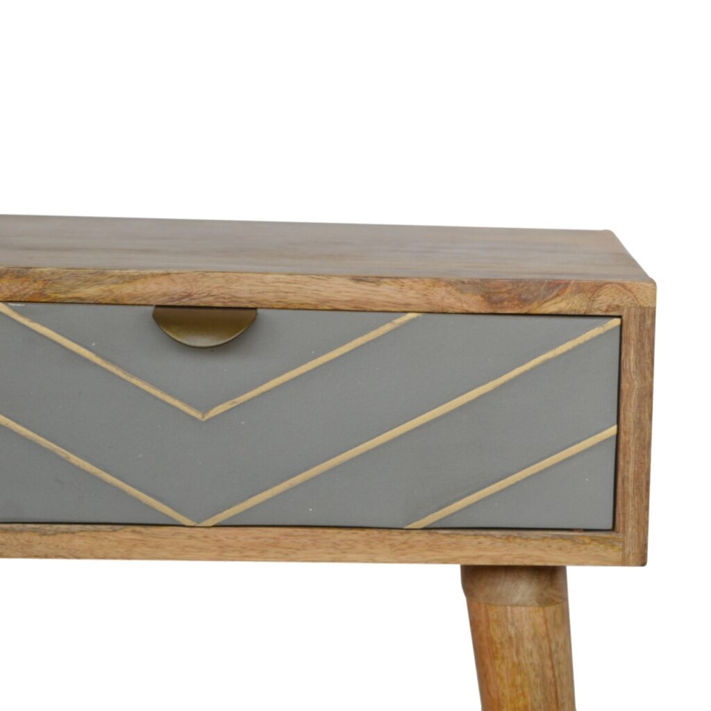 Sleek Cement Brass Inlay Bedside - Image 7
