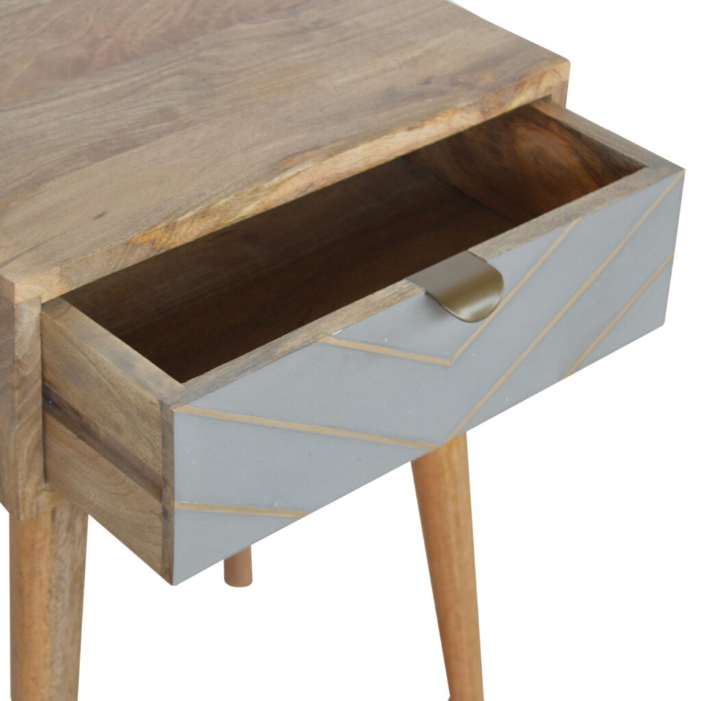 Sleek Cement Brass Inlay Bedside - Image 3