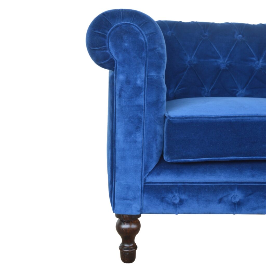Royal Blue Velvet Chesterfield Sofa - Image 6