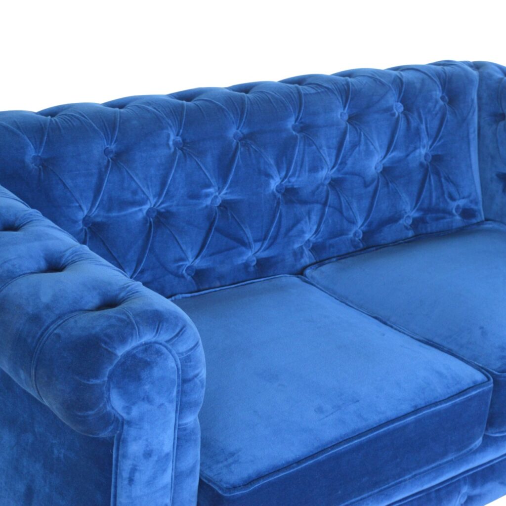 Royal Blue Velvet Chesterfield Sofa - Image 4
