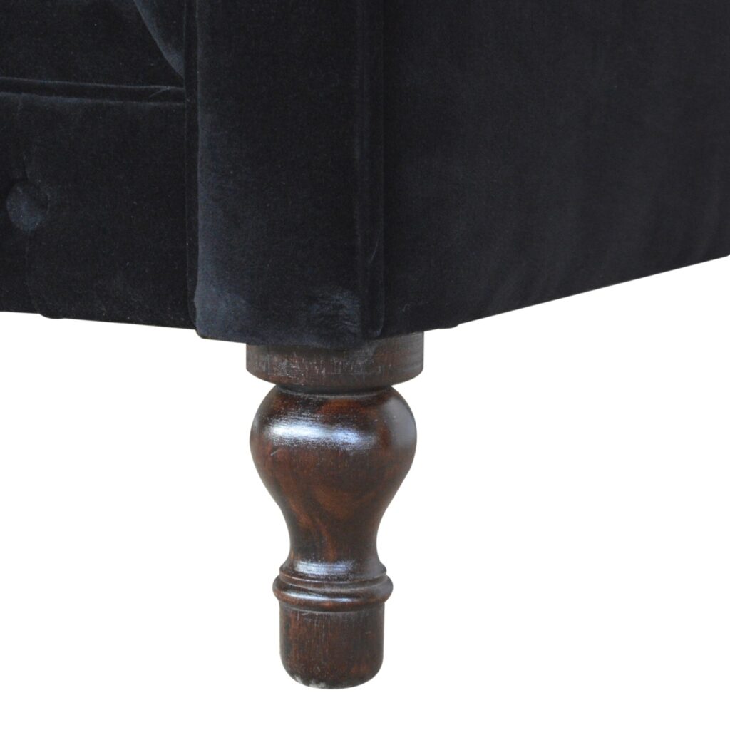 Black Velvet Chesterfield Sofa - Image 7