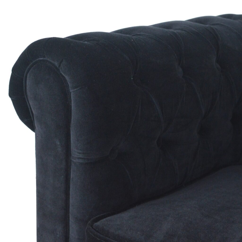 Black Velvet Chesterfield Sofa - Image 8