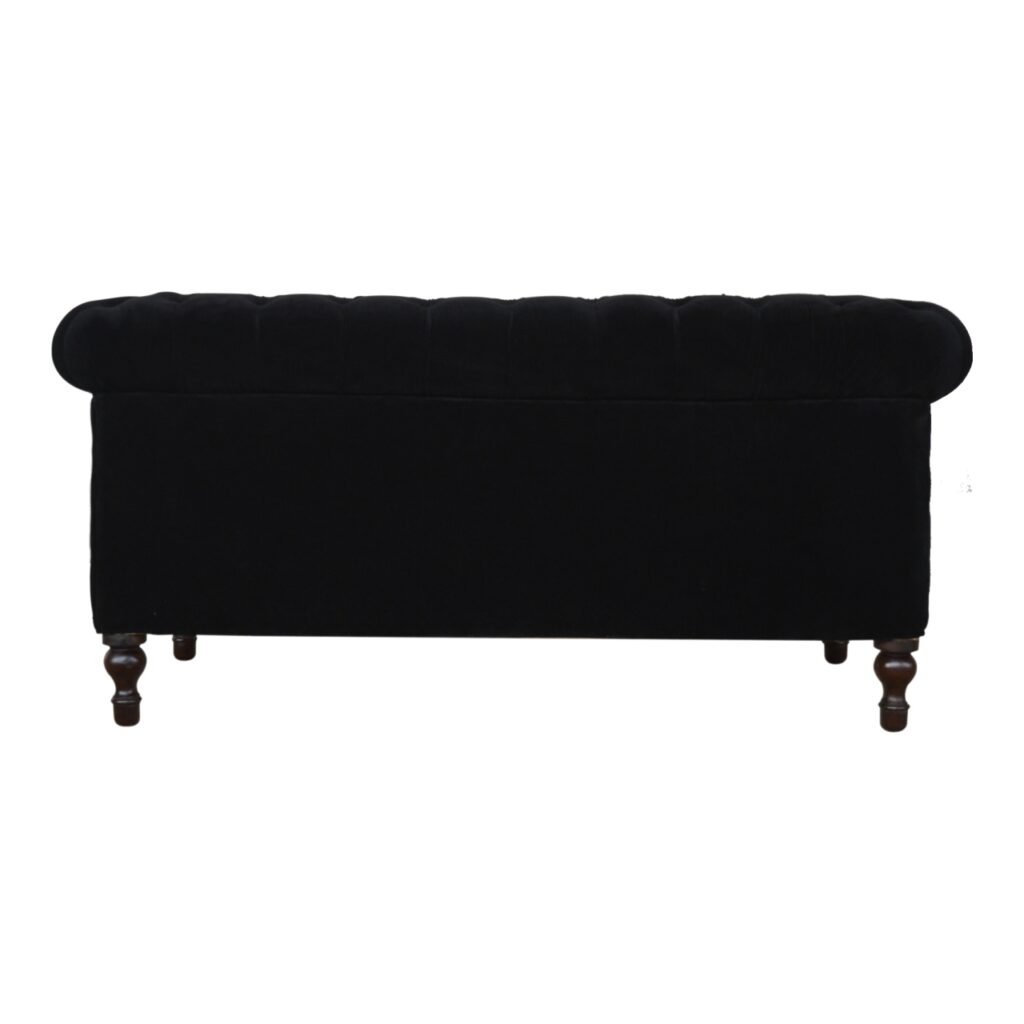 Black Velvet Chesterfield Sofa - Image 9