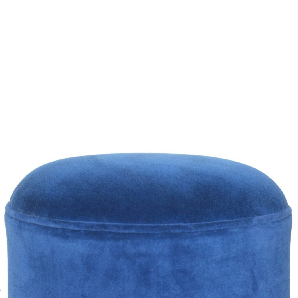 Royal Blue Velvet Nordic Footstool - Image 4