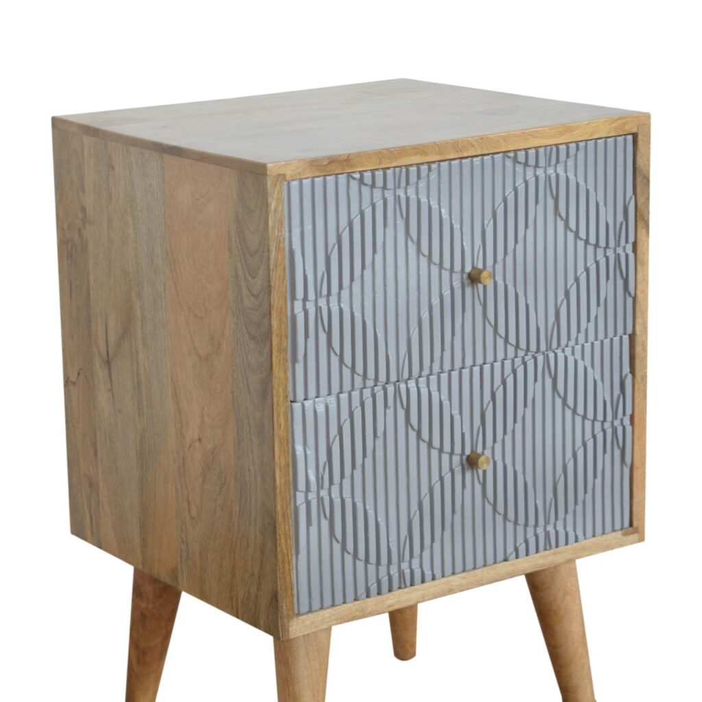 Geometric Carved Bedside - Image 3