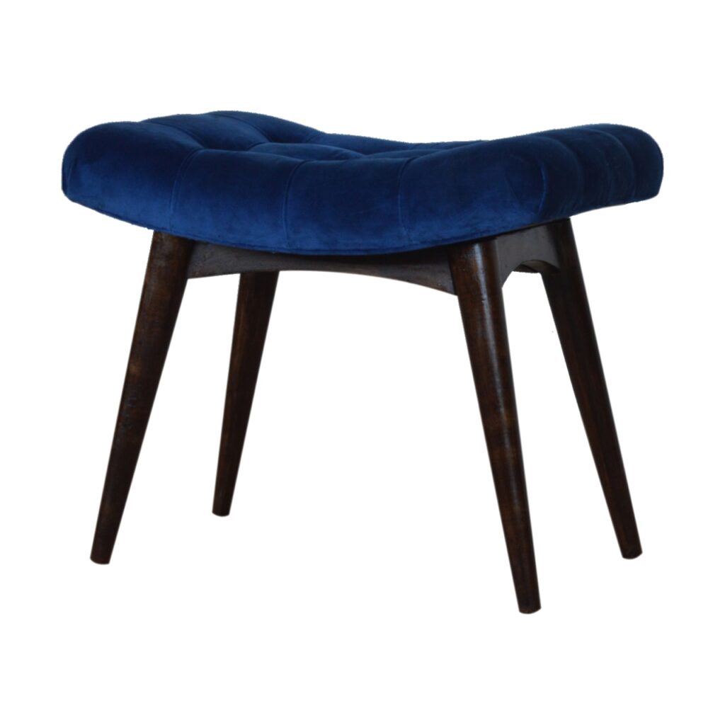 Royal Blue Cotton Velvet Bench - Image 4